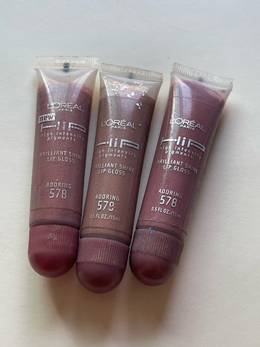 3 NEW L'Oréal HiP High Intensity Pigments Brilliant Shine Lip Gloss- 578 ADORING